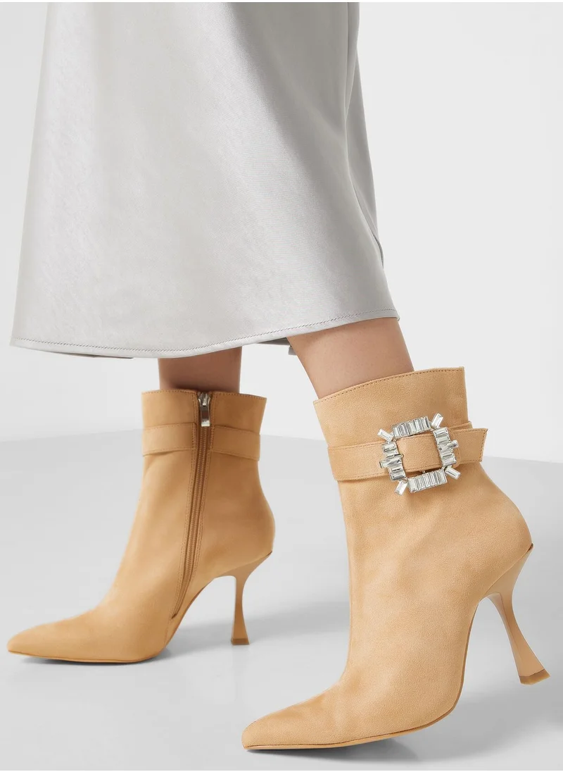 ELLA Jewelled High Heel Point Toe Boots