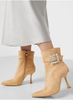ELLA Jewelled High Heel Point Toe Boots  - Image 1