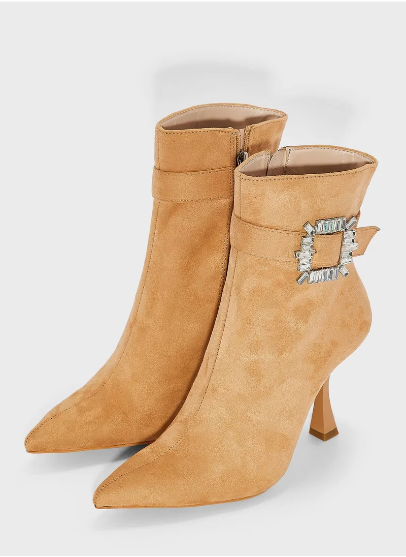 ELLA Jewelled High Heel Point Toe Boots