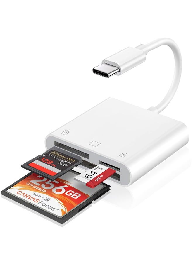 MTIQHS USB C SD Card Reader for iPhone 16/15/iPad/Mac, 3 in 1 USBC Memory Card Reader with Compact Flash/CF/SD/TF Card, Digital Camera Adapter iPhone SD Card Reader Compatible with MacBook Pro/Air/Mini Mac - Image 1