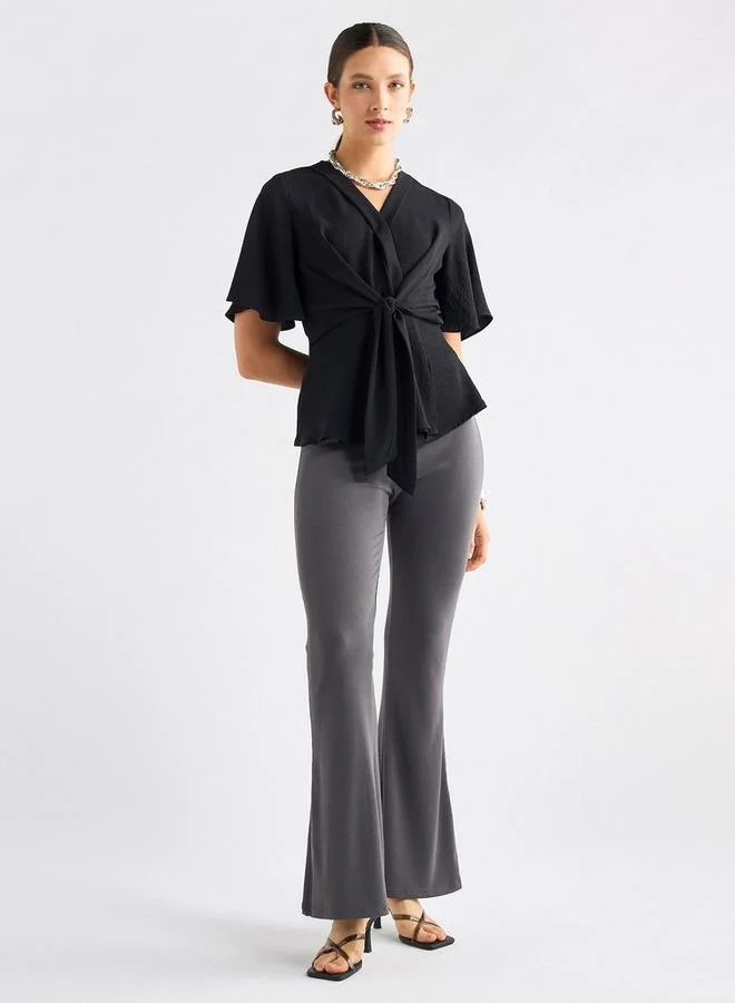 سبلاش فيڤ بنطلون ليقنز مضلع لامع بطول كامل وخصر مطاطي