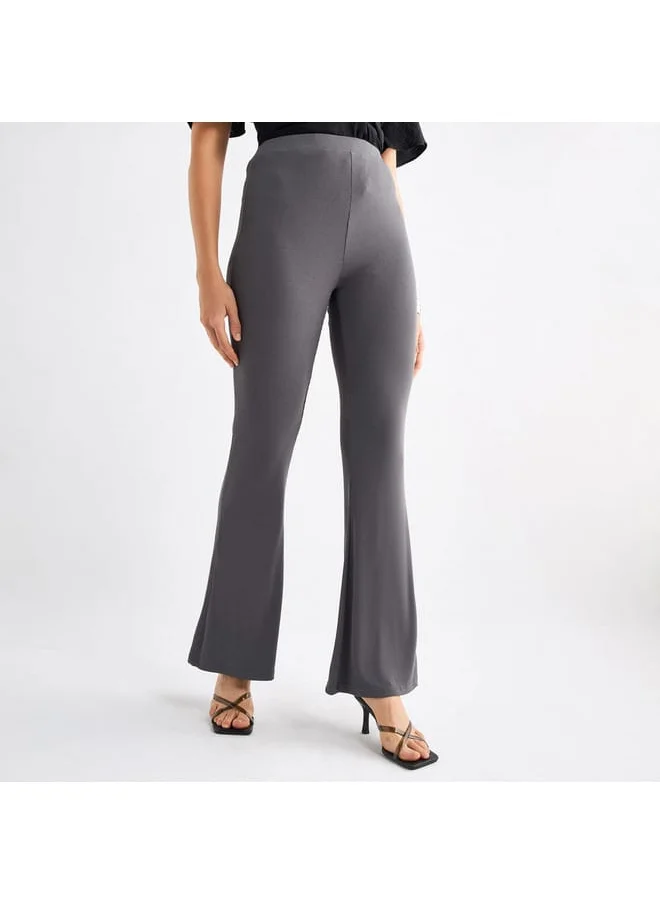 FAV Full Length Ribbed Flared Leggings with Elasticated Waistband