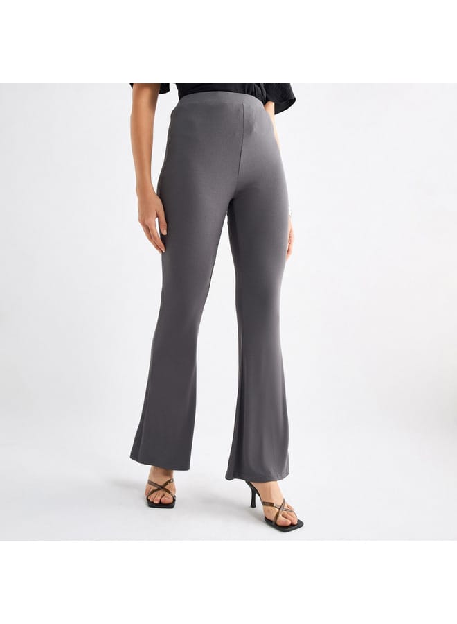 Splash FAV Full Length Ribbed Flared Leggings with Elasticated Waistband  - Image 1