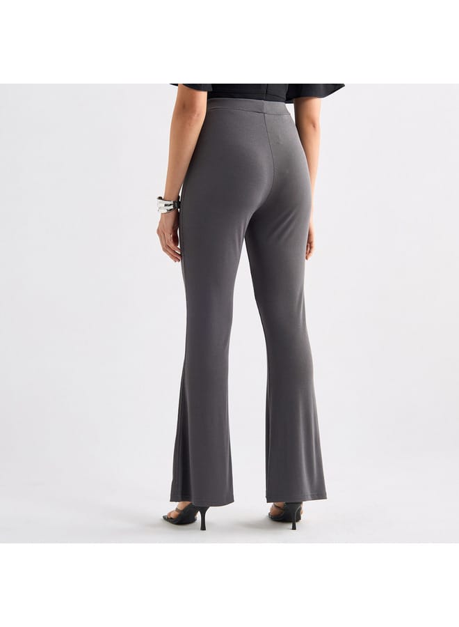 Splash FAV Full Length Ribbed Flared Leggings with Elasticated Waistband  - Image 3
