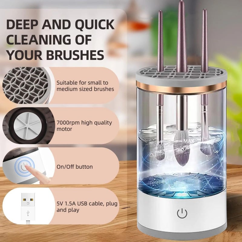 REMICH Makeup Brush Cleaner  Electric Brush Cleaner Spinner Tool for All Type Makeup Brushes  Spinning Electric Makeup Brush Cleaner  Cosmetic Brush Cleaner for All Size Makeup Brushes for Women - Image 5