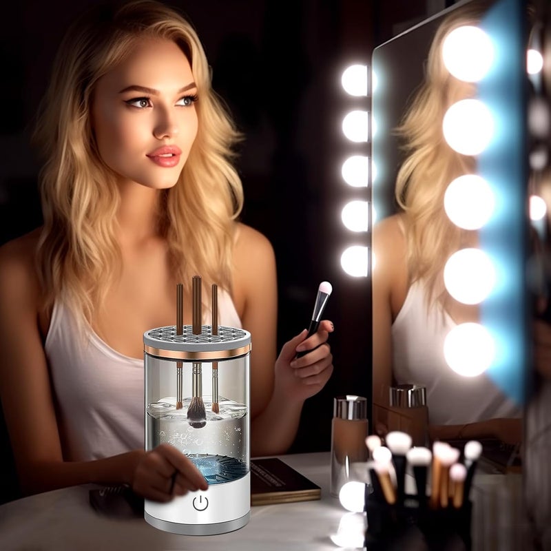 REMICH Makeup Brush Cleaner  Electric Brush Cleaner Spinner Tool for All Type Makeup Brushes  Spinning Electric Makeup Brush Cleaner  Cosmetic Brush Cleaner for All Size Makeup Brushes for Women - Image 4