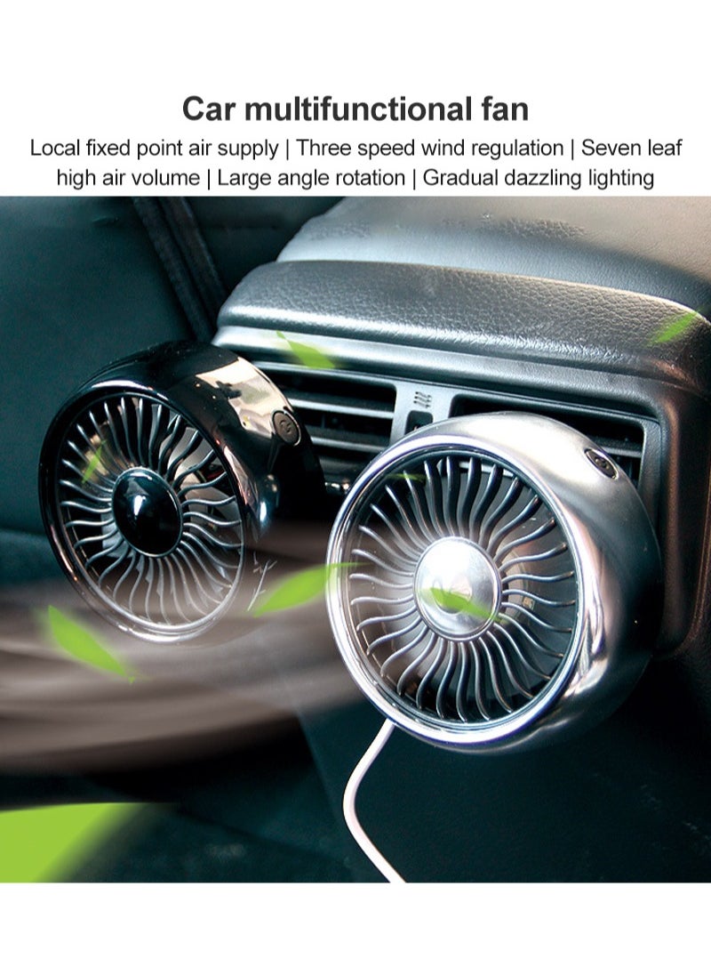 Sharpdo 3-Speeds USB Creative Light Multi-functional Car Fan 5W Black  - Image 5