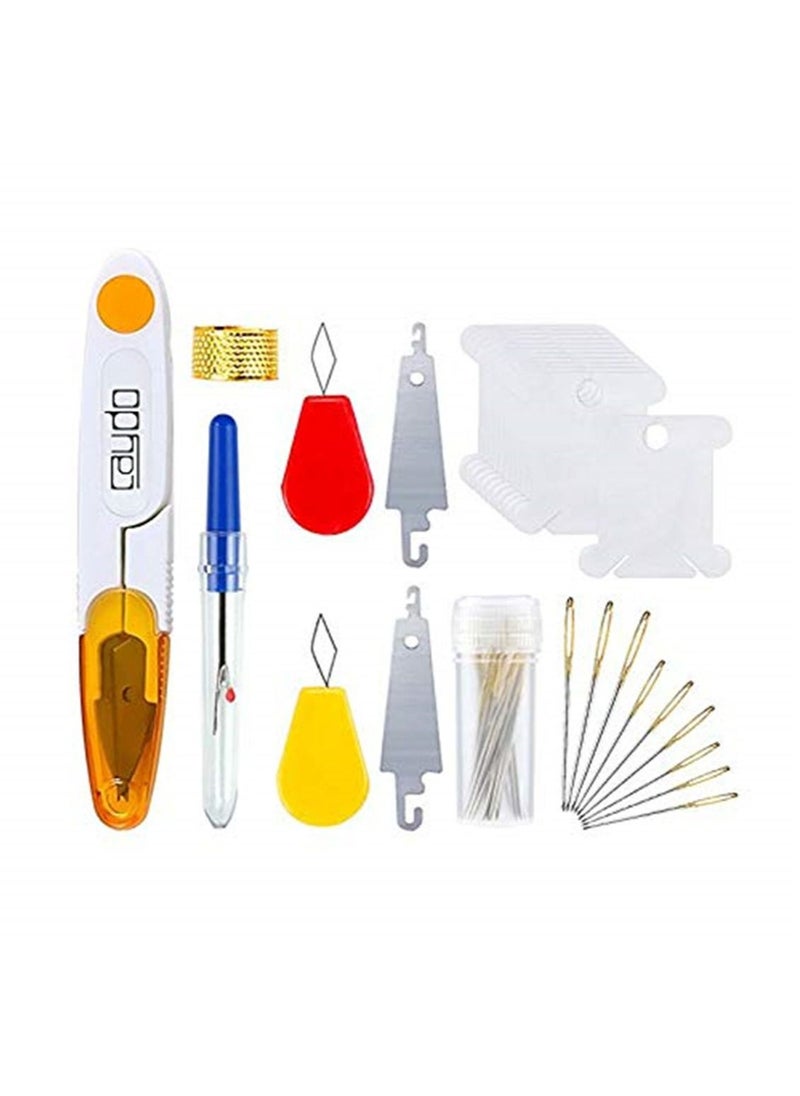 Full Range of Embroidery Starter Kit Including 5 Pieces Bamboo Embroidery Hoops 50 Random Color Threads and 9 Pcs Random Color Cross Stitch Tool Kit