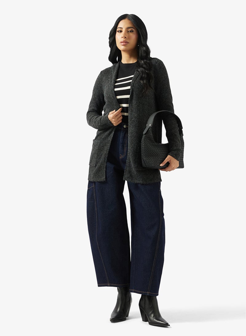 فيرو مودا كارديجان طويل بأكمام مفتوحة وغطاء رأس - Image 4