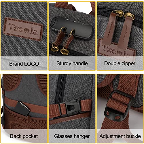 Tzowla Canvas Laptop Backpack-Anti Theft Bag for Men Women,Rucksack Fits 15.6Inch Laptop, Work Travel Bookbag with USB Charging Port and Lock - Image 5