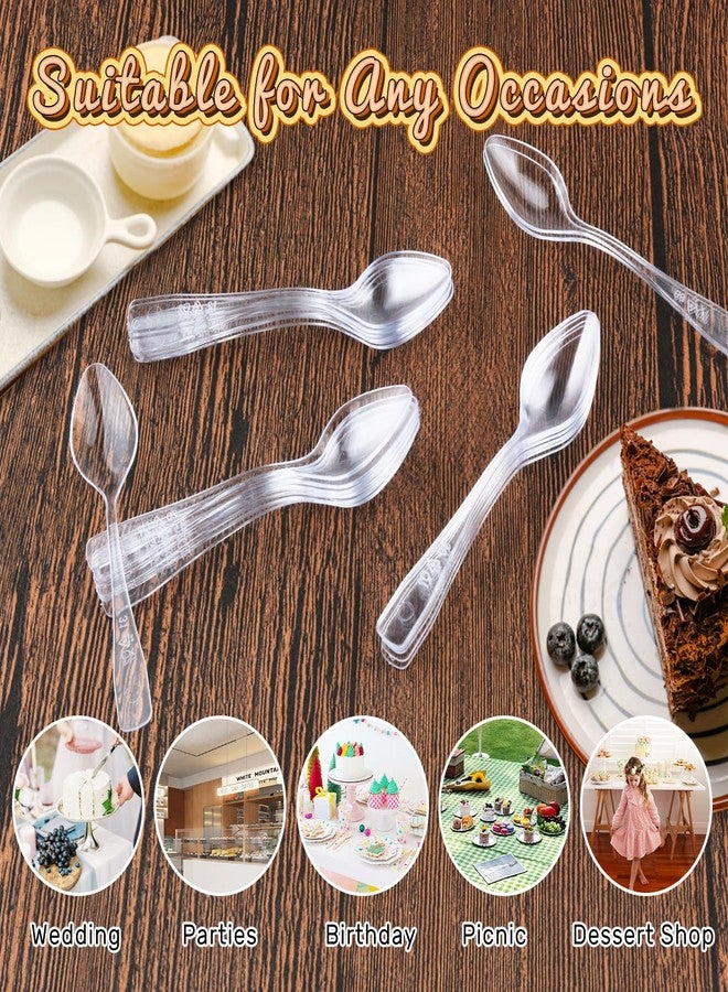 BOSMIOW 400 Pieces Clear Mini Disposable Tasting Spoons,3.7 Inch Small Serving Spoon,Tiny Plastic Utensils for Jelly Pudding Yogurt Ice Cream Desert Cake Appetizer - Image 5