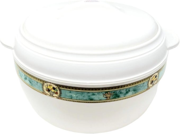 TABAKH KARISHMA 12LITER INSULATED CASSEROLE SERVING BOWL WITH LID FOOD WARMER COOLER HOT POT STORAGE CONTAINER THERMO THERMAL HOTPOT WHITE 12000ML