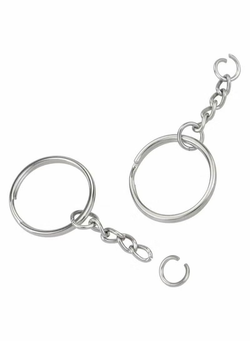 100pcs Metal Split Key Chain Rings with Chain Silver Key Ring and Open Jump Rings Bulk - Image 2