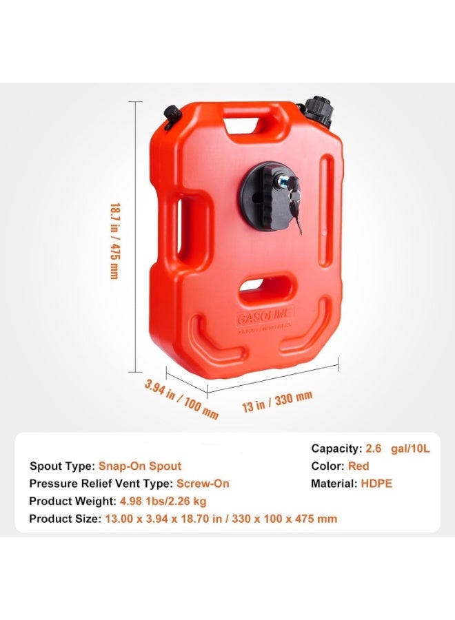 Gallon cans  (Red 10L/2.6 gallon)Universal fit for all vehicles like car, truck, small size boat，motorcycle - Image 2