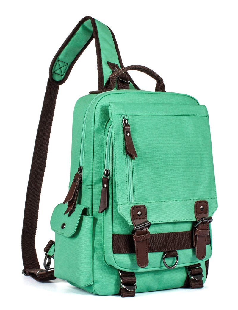 Leaper Retro Crossbody Bag Sling Bag Canvas Messenger Bag for Men Women Shoulder Bag Crossbody Handbags Satchel Green, L