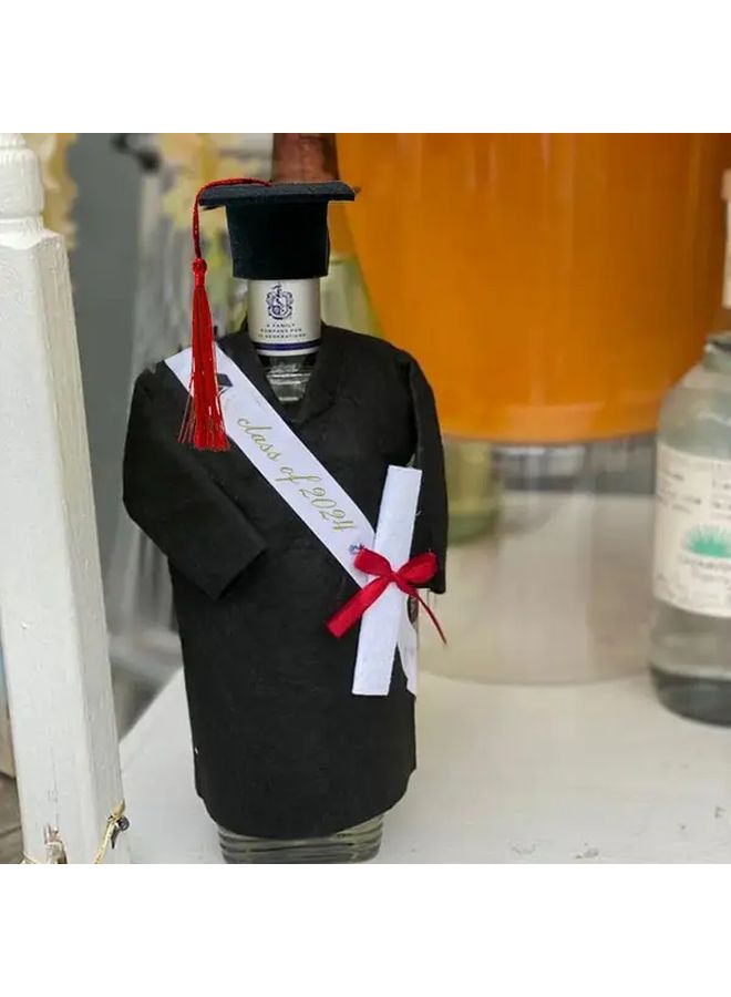 Blue Graduation Hats 2pcs Felt Bottle Decor With Tassel Party Souvenirs - Image 4