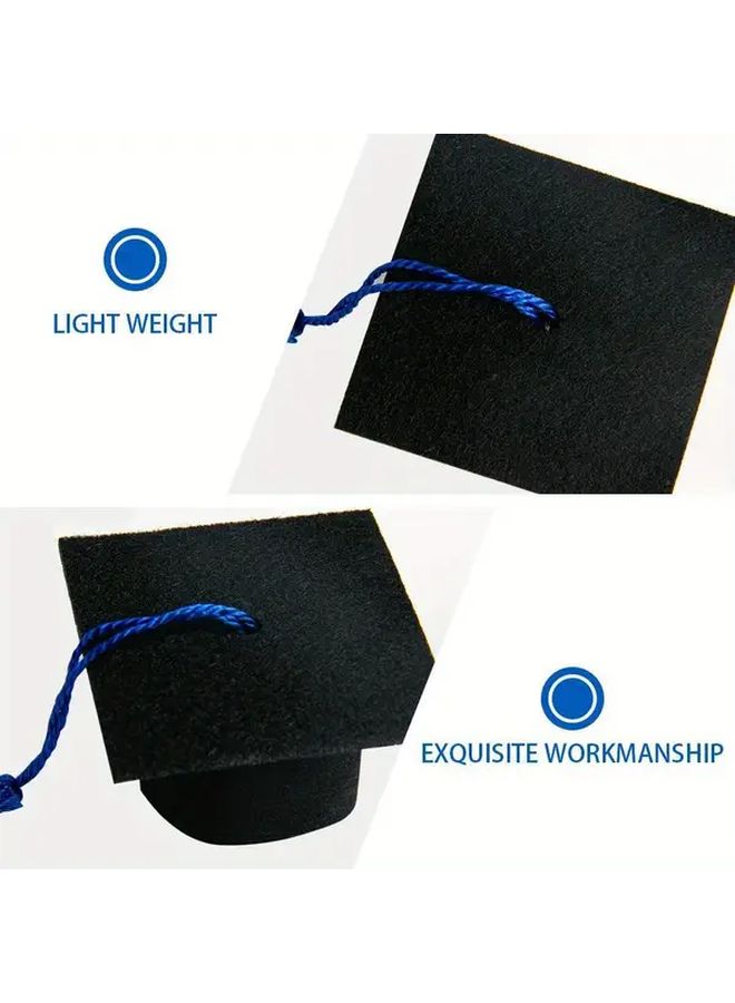 Blue Graduation Hats 2pcs Felt Bottle Decor With Tassel Party Souvenirs - Image 5