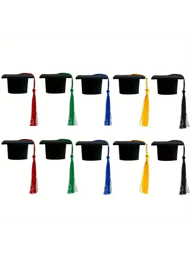 Blue Graduation Hats 2pcs Felt Bottle Decor With Tassel Party Souvenirs - Image 1