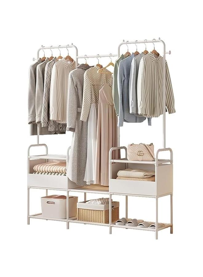 هوكور رف ملابس من ار سي كو، رف ملابس مع رف تخزين سفلي، رف ملابس محمول بـ3 قضبان، شماعة قائمة بذاتها محمولة لتخزين الاحذية، رف ملابس لغرفة النوم والرواق والمدخل