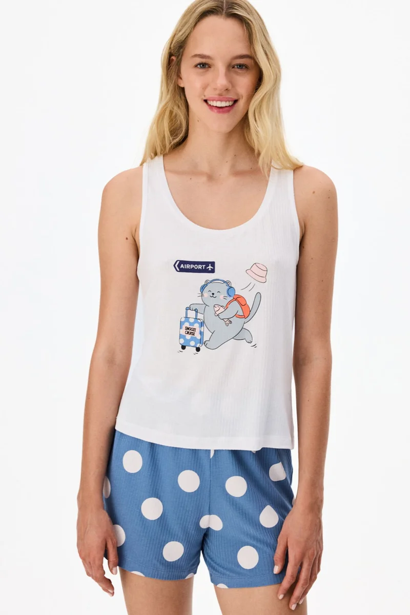 PENTI Snooze Cruise Cat Print Short Pajama Set