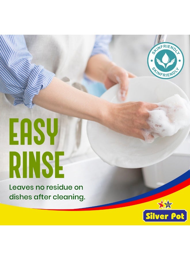 Silver Pot Green Apple Dish Washing Liquid 20 Litres – (4 x 5 Litres) - Kitchen Dish Wash Gel - Tough on Grease & Oily Residue - Gentle on Hands - Fresh Green Apple Fragrance - Image 4