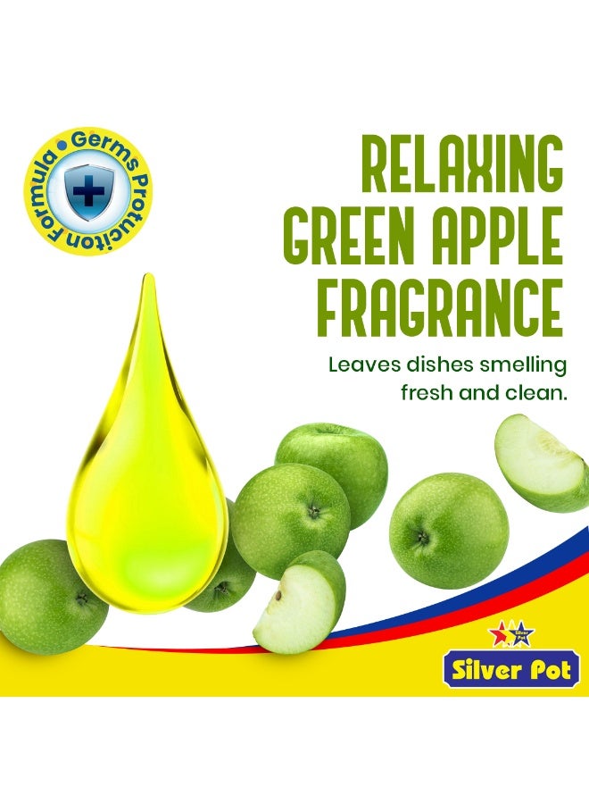 Silver Pot Green Apple Dish Washing Liquid 20 Litres – (4 x 5 Litres) - Kitchen Dish Wash Gel - Tough on Grease & Oily Residue - Gentle on Hands - Fresh Green Apple Fragrance - Image 2