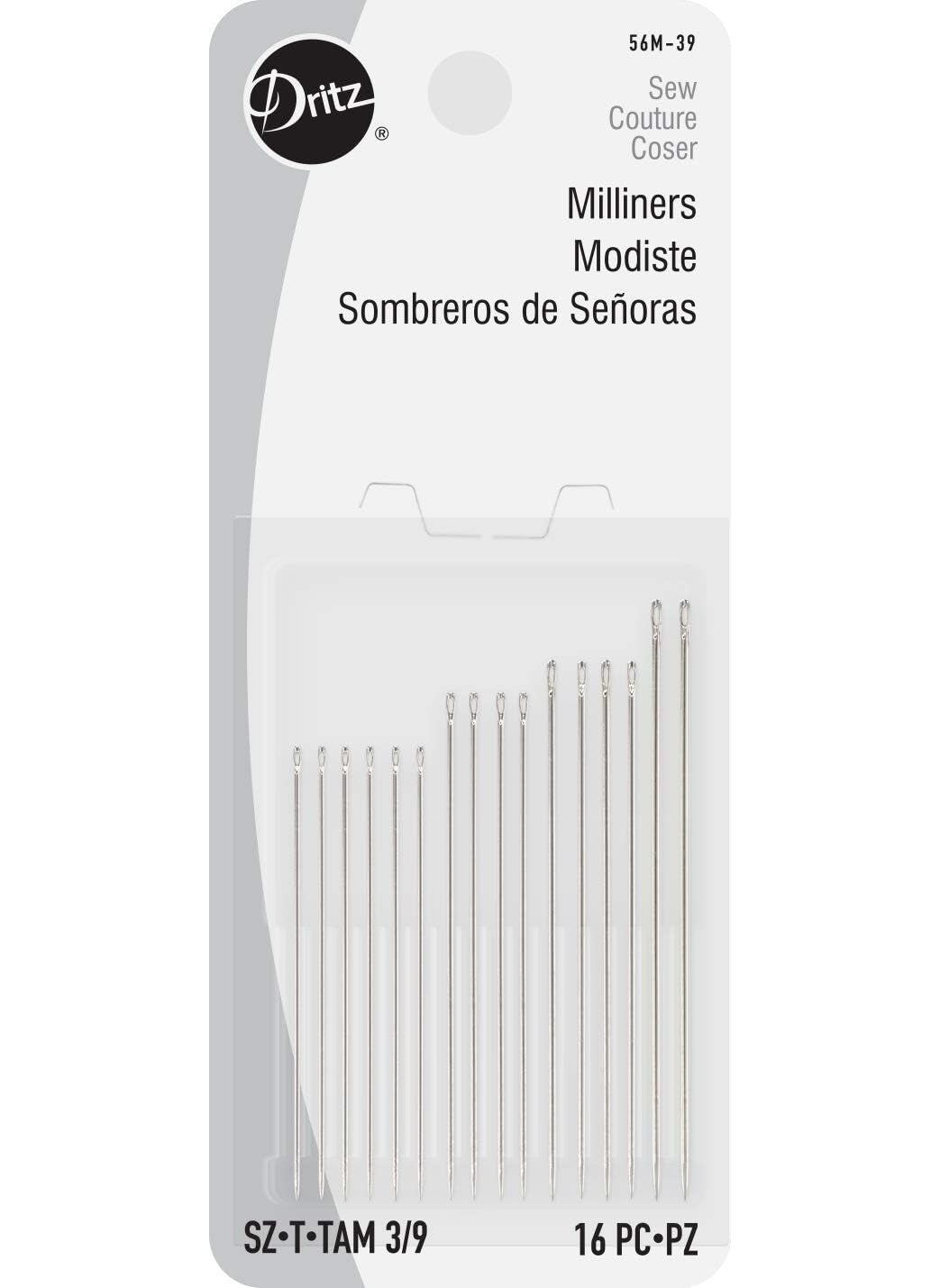 Dritz Dritz 56M39 Milliners Hand Needles Size 39 Nickel 16Count  - Image 1