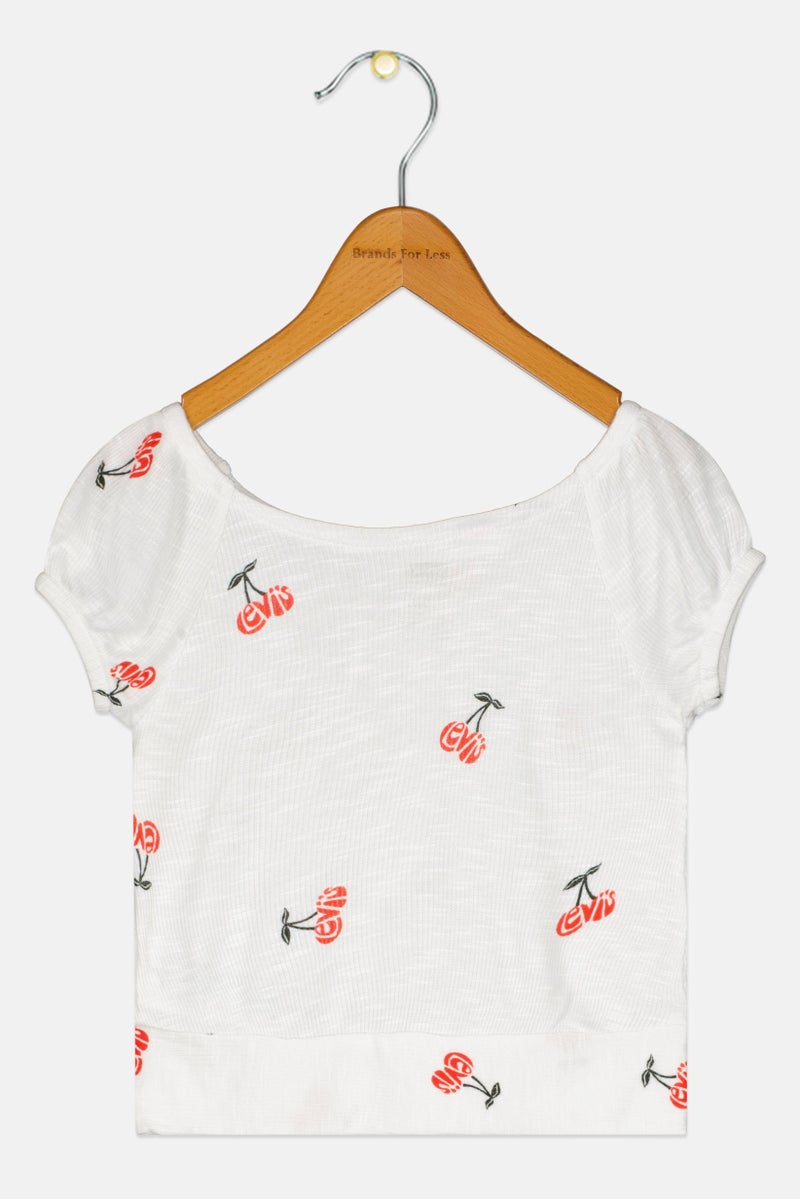 Levi's Toddlers Girl Allover Print Short Sleeve Top, White - Image 2