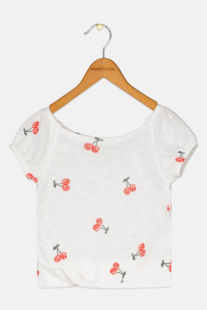 Levi's Toddlers Girl Allover Print Short Sleeve Top, White - Image 1