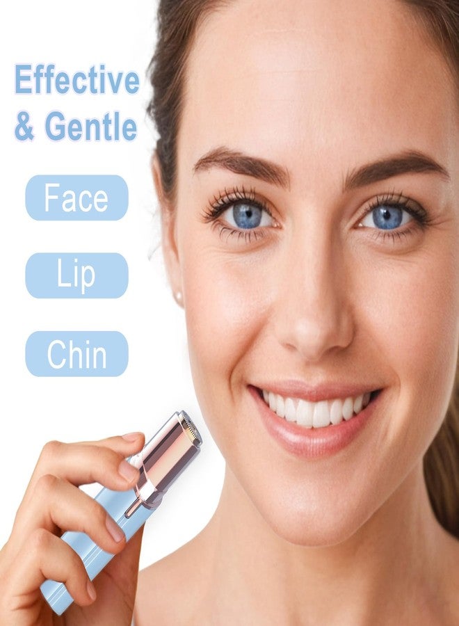 tuokiy Facial Hair Removal for Women, Painless Face Shaver for Womens, Face Razors for Lip, Chin with USB Rechargeable, Blue 3 PCS Heads - Image 2