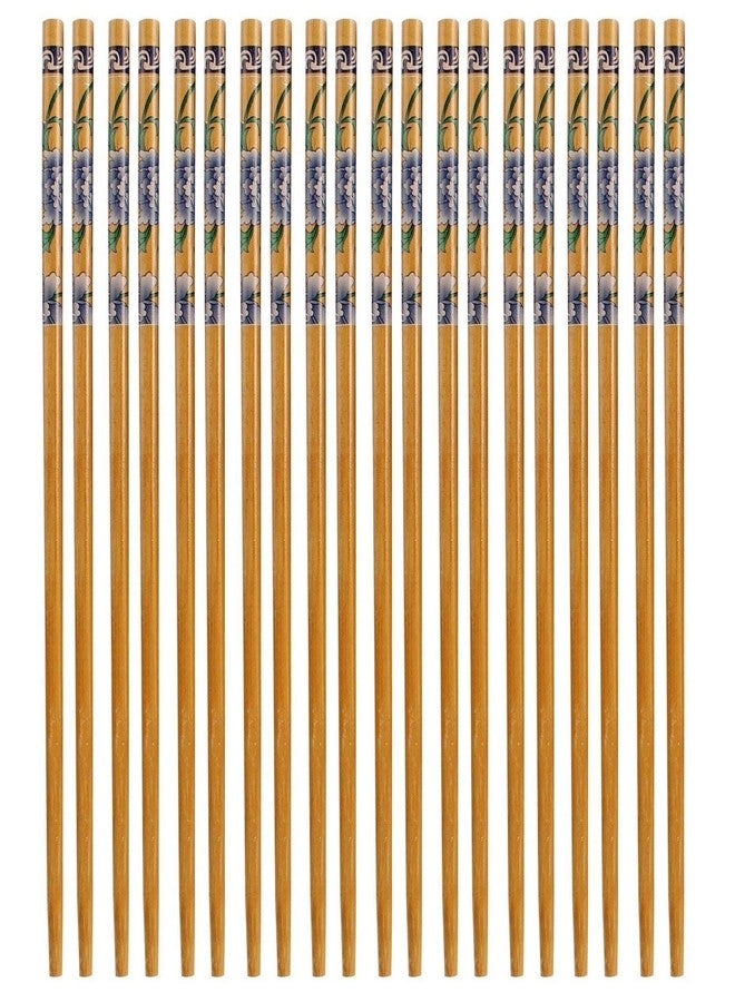 E Shopping Set of 10 Pairs Designer Natural Round Bamboo Reusable Chopsticks, Size 9.5 Inch (Color and Design May Vary) - Image 2