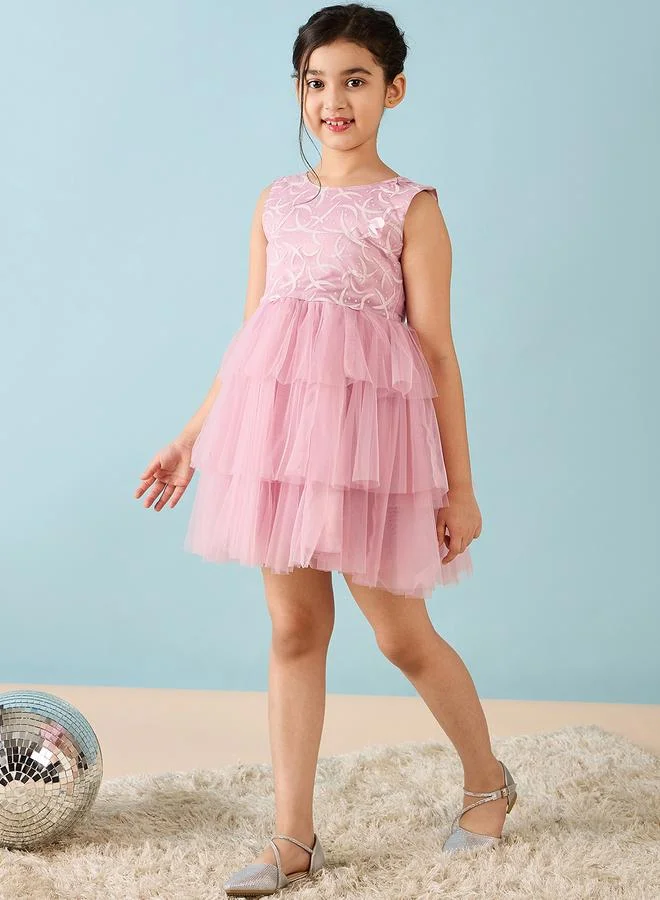 Stylo Bug Stylo Bug Sleeveless Mesh Insert Tulle Dress