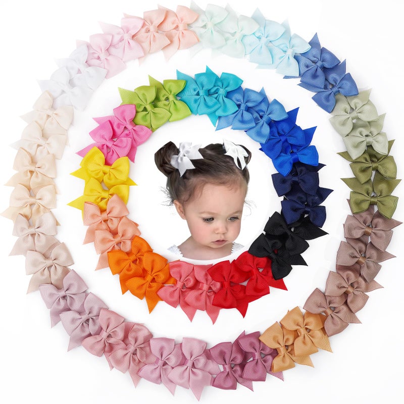 JOYOYO 60Pcs Baby Bows Alligator Hair Clips in 30 Pastel Colors, Barrettes and Bows for Baby Girls,Toddlers,Kids - Image 1