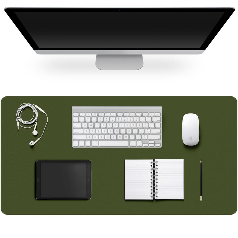 CADONO Leather Desk Pad Protector,Non-Slip Desk Pad,on-Slip PU Leather Large Mouse Pad,Easy Clean Desk Protecor Mat,Writing Pad for Office Work/Home/Decor(OliveGreen, 23.6" x 13.7") - Image 1