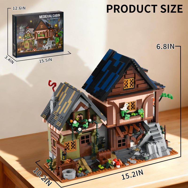 BNG Medieval Cabin Building Set, House Building Block Set with Light, House Cabin Architecture Modular Buildings, Home Office Decor, Ideal Gift for Adults Teens (2225 PCS) - Image 2