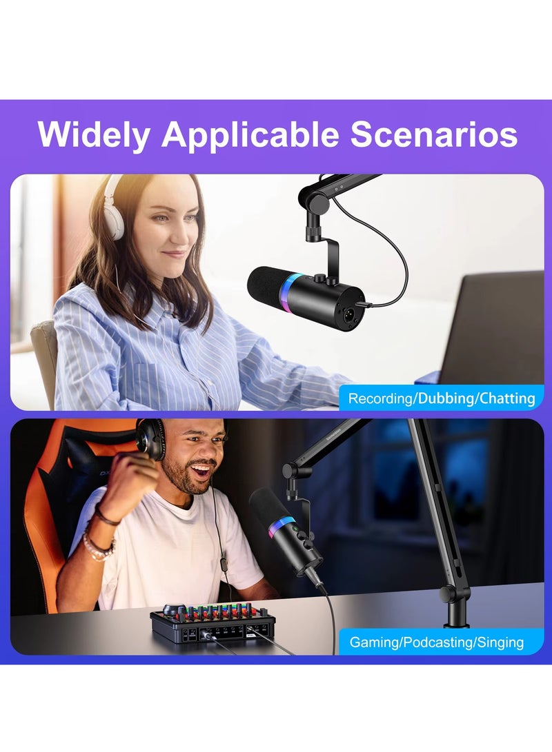 USB XLR Dynamic Microphone Touchmute Headphone Jack Volume Control For Youtube PC Game Sound Card Recording Metal LM20 (Microphone and Bracket) - Image 3