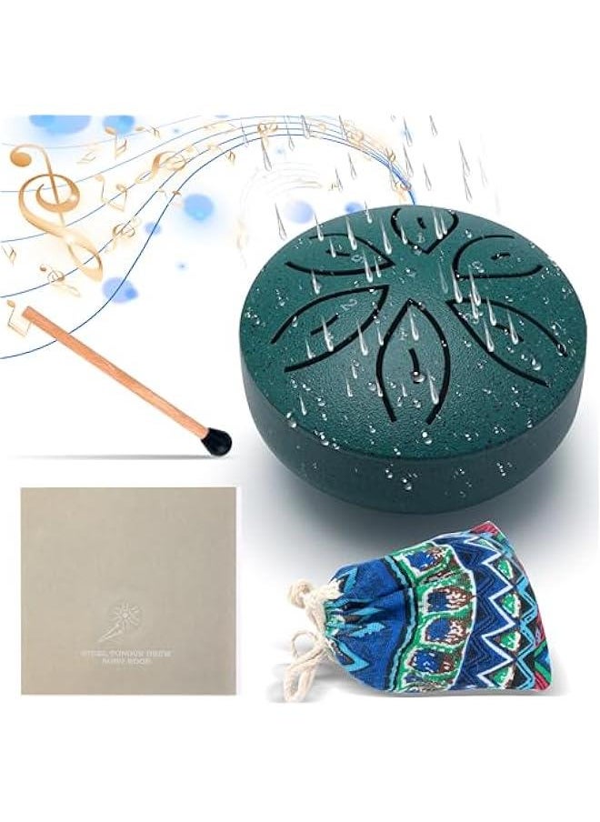 Rain Drum for Outside Garden 3 Inches 6 Notes Steel Hand Drum with Bag Music Book Drumstick Small Waterproof Rain Drum Instrument Musical Education Entertainment Meditation Yoga Gift Green - pzsku/Z2C682C6E9F1FBF9BE350Z/45/_/1740125332/2b87fab7-4c77-4569-897a-b67556bfe33f