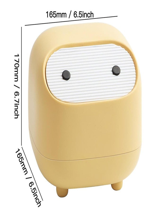 Soko Cute Portable Mini Trash Can, Small One-Key Press Plastic Fancy Desktop Dustbin Waste/Garbage Disposal for Home, Office, Bathroom, Bedroom, Kitchen, Work, Study Table - Yellow - Image 3