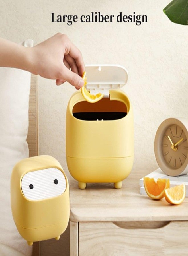 Soko Cute Portable Mini Trash Can, Small One-Key Press Plastic Fancy Desktop Dustbin Waste/Garbage Disposal for Home, Office, Bathroom, Bedroom, Kitchen, Work, Study Table - Yellow - Image 2