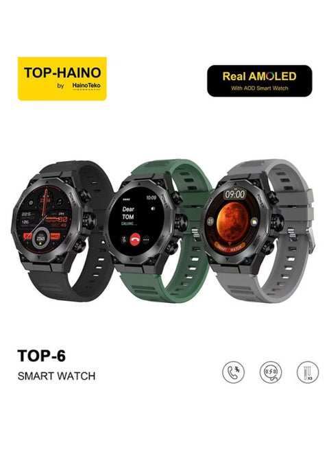 TOP-4 Smart Watch With Real AMOLED IPS Display Smartwatch For Unisex With Note Book, Pen And 3X Straps Fitness Smartwatch Multisport Tracking Watch App Operated Always On Display Smart Watch Carbon Neutral Call Watch Rotatable Display