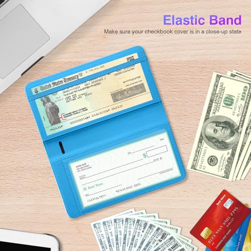 Pisypox Checkbook Cover for Personal Checkbook，Patterned Pu Leather check book covers for women and men，with Pen Holder & Built-in Clear Plastic Divider for Duplicate Checks - Image 5
