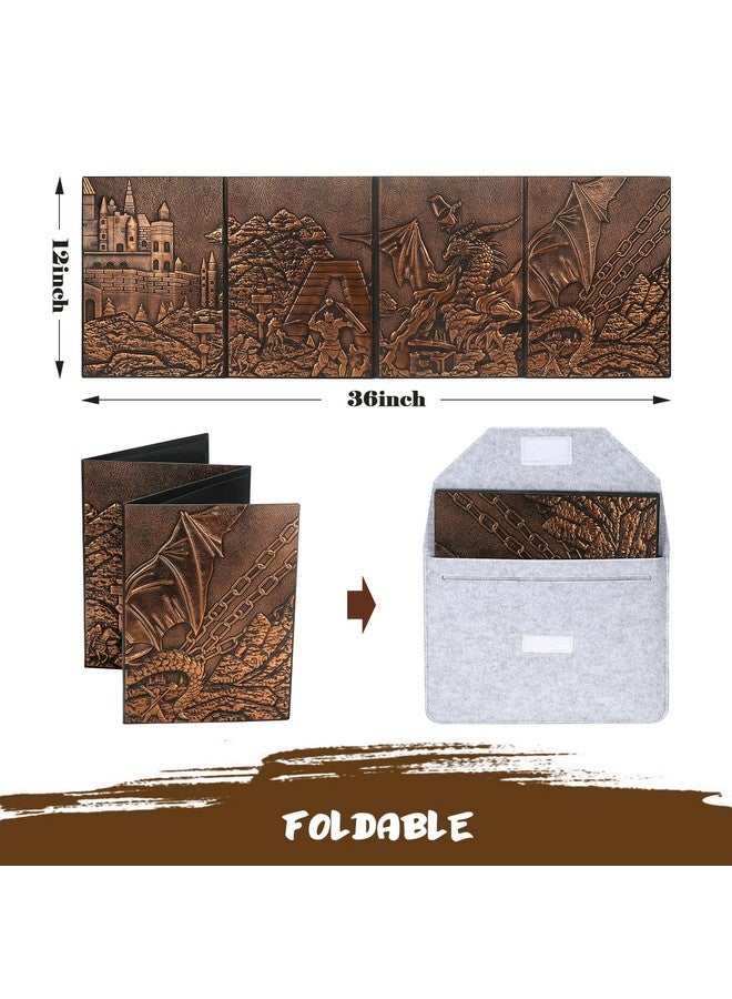 DNDND DM Screen 3D Faux-Leather Embossed Dragon with Four-Panel Pockets, DND Master Screen with Gorgeous Gift Flet Case for D&D Dungeons and Dragon Tabletop Game (Copper) - Image 2