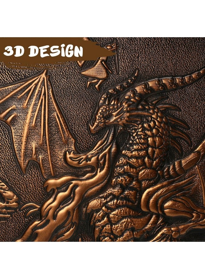 DNDND DM Screen 3D Faux-Leather Embossed Dragon with Four-Panel Pockets, DND Master Screen with Gorgeous Gift Flet Case for D&D Dungeons and Dragon Tabletop Game (Copper) - Image 4