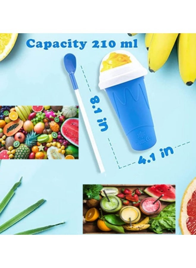 GGEROU - Slushie Maker Cup Magic Quick Frozen Smoothies Cup, Portable Silica Freeze Mug Ice Cream Maker with Dome Lids, 400ml Blue - Image 1