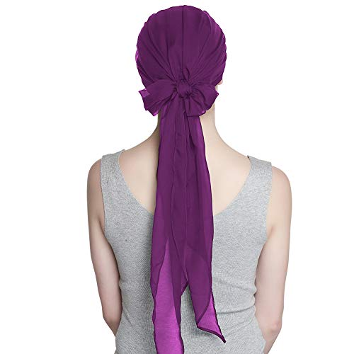 Alnorm Chemo Caps for Women Purple Slouchy Beanie with Brim Newsboy Cap for Girls - Image 3
