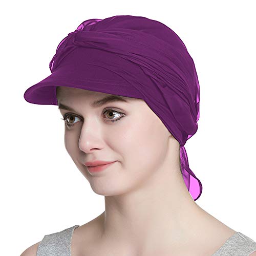 Alnorm Chemo Caps for Women Purple Slouchy Beanie with Brim Newsboy Cap for Girls - Image 5