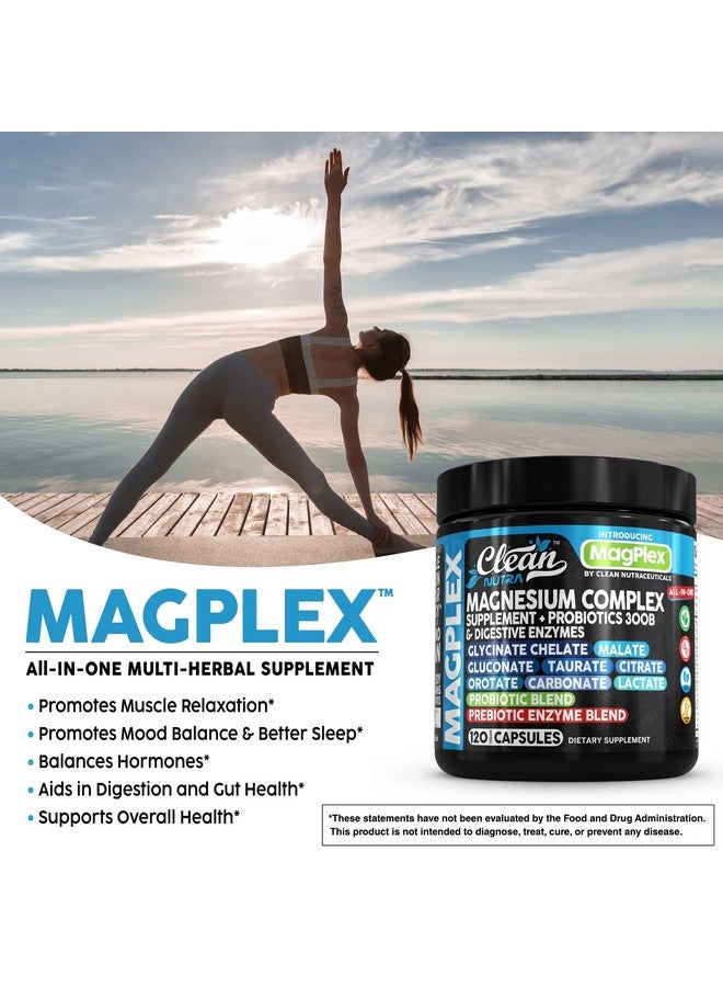 Clean Nutraceuticals مكمل المغنيسيوم 8 في 1 | غليسينات المغنيسيوم سترات ماليات غلوكونات أورات كربونات لاكتات + بروبيوتيك بروبيوتيك إنزيمات هضمية كبسولات مغنيسيو للنساء والرجال من كلين نوترا - Image 4