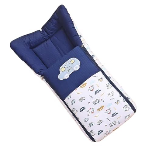 RUMPES 3-in-1 Baby Bed, Sleeping Bag & Carry Nest – Portable Cotton Bassinet for Newborns & Infants, Unisex Baby Bedding for Travel & Home, Soft & Breathable, 0M+ (P-White Vehicle) - Image 2