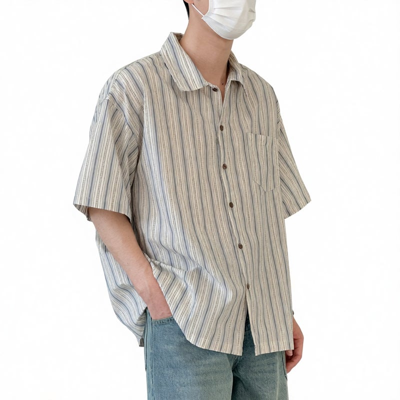 Men's Short Sleeve Casual Shirt Loose Fit Summer Top - Image 1