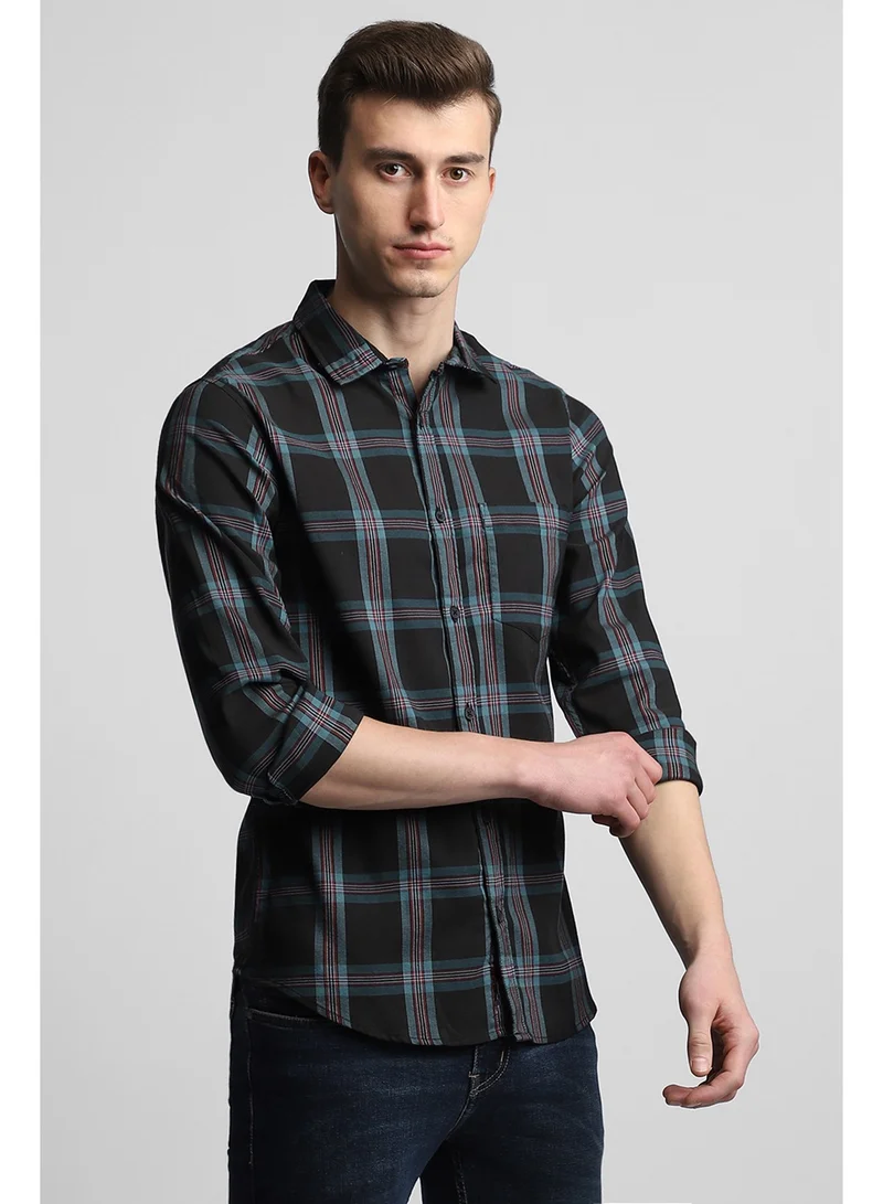 دينيس لينغو Black Casual Shirt for Men, 100% Cotton, Slim Fit